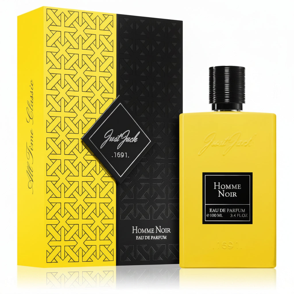 Just Jack Homme Noir 100ml – un parfum oriental-floral intens si misterios, construit in jurul unui contrast intre fructe dulci, flori albe elegante si o baza calda, ambrata si usor afumata.