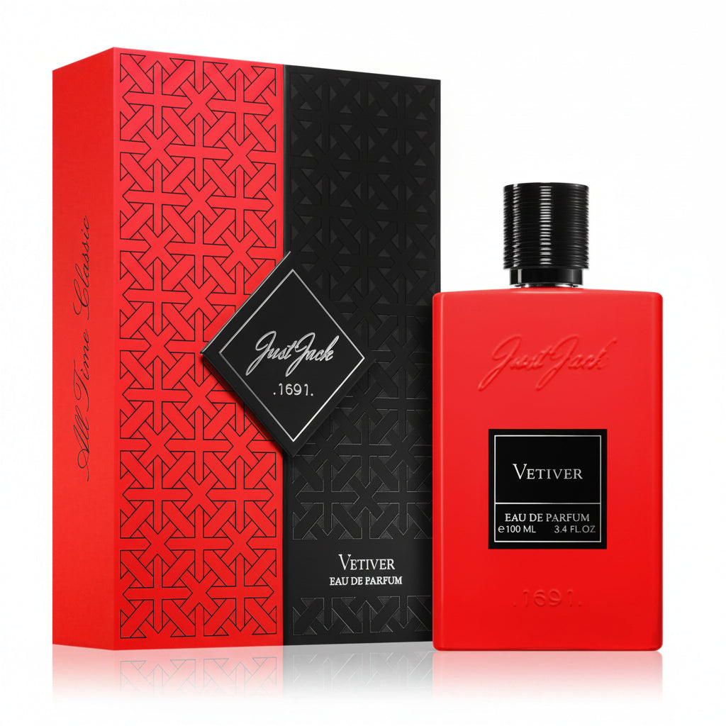 Just Jack Vetiver 100ml – un parfum masculin fresh, curat si elegant, construit in jurul notei de vetiver, cu un caracter verde, pamantiu si usor condimentat.