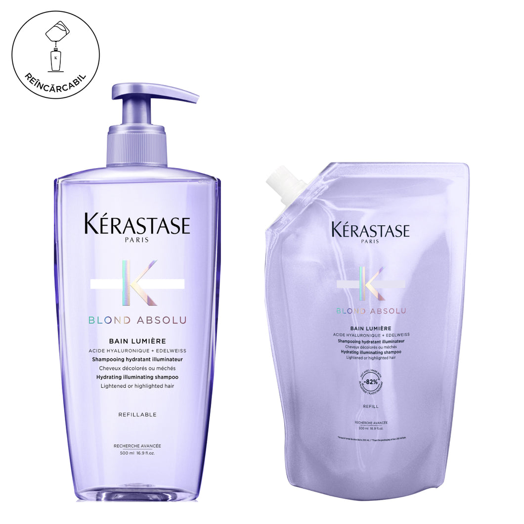 Set Kerastase Blond Absolu Bain Lumiere - Sampon Reincarcabil 500ml si Rezerva 500ml