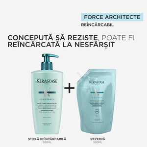 Set Kerastase Resistance Bain Force Architecte - Sampon Reincarcabil 500ml si Rezerva 500ml