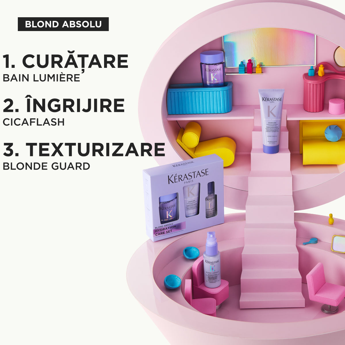Kerastase Blond Absolu Discovery Set - Bain Lumiere 80ml + Fondant Cicaflash 75ml + Blonde Guard