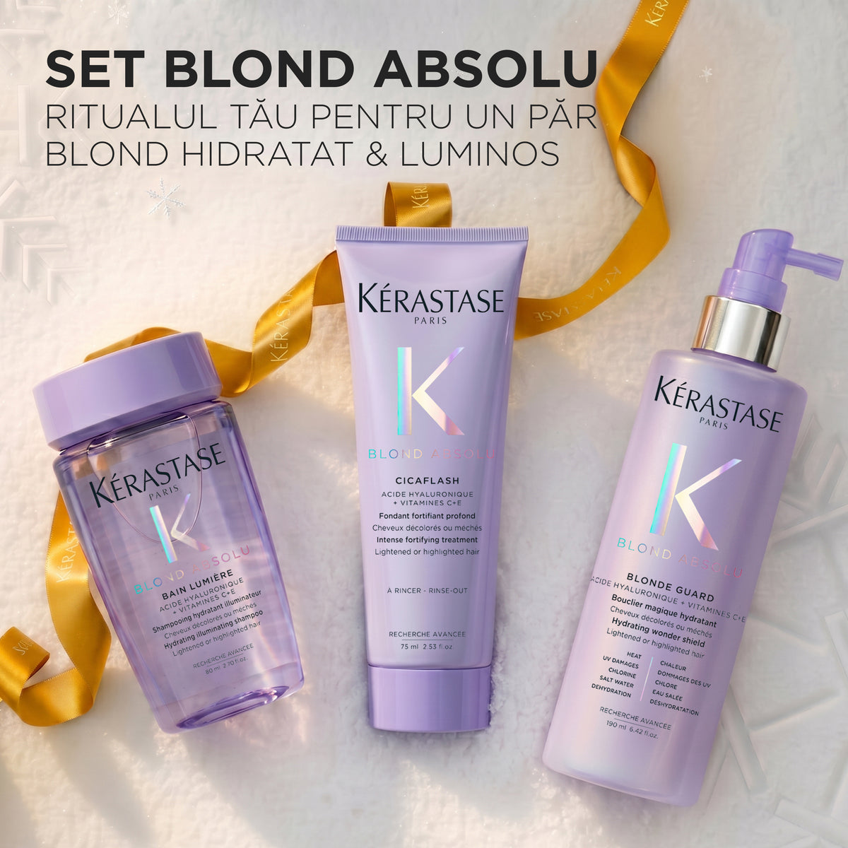 Kerastase Blond Absolu Holiday Set - Sampon 80ml + Cicaflash 75ml + Blond Guard 190ml