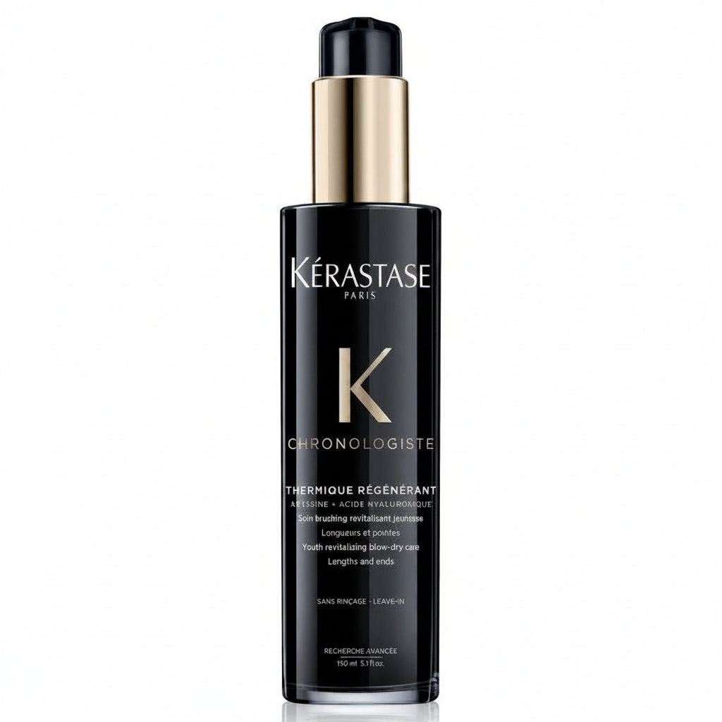 Kérastase Chronologiste Thermique Regenerant - acest lapte termic multifunctional ofera protectie impotriva temperaturilor de pana la 230°C, protejand fibra capilara in timpul coafarii.