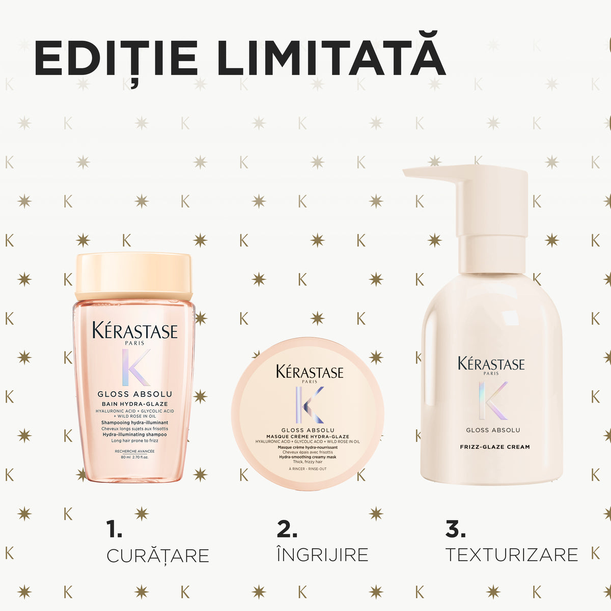 Kerastase Gloss Absolu Cream Trio Holiday - Sampon + Masca + Crema Leave-in