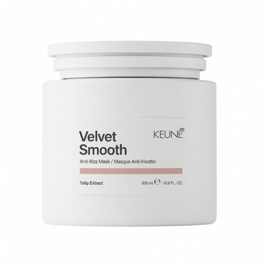 Velvet Smooth Anti-Frizz Mask, un tratament bogat și hrănitor, creat pentru a hidrata profund, repară și controlează frizz-ul.