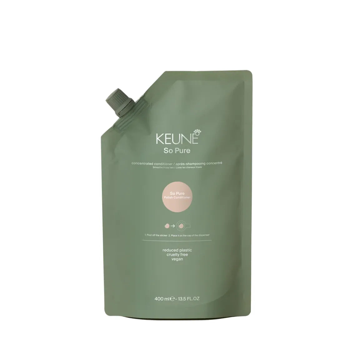 Keune So Pure Polish Conditioner Refill 400ml - Balsam Anti-Frizz Pentru Netezirea Parului