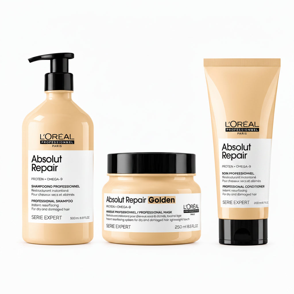 Set L’Oreal Absolut Repair GOLD - Sampon 500ml + Balsam 200ml + Masca Aurie 250ml