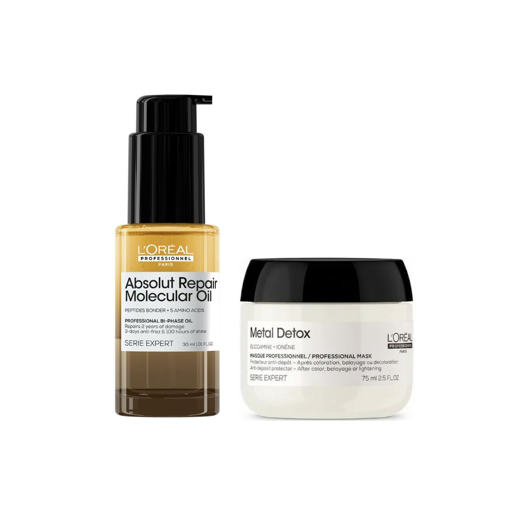 Set L'Oreal Professionnel Summer Hair Duo Travel - Ulei Molecular 30ml & Masca Metal Detox 75ml