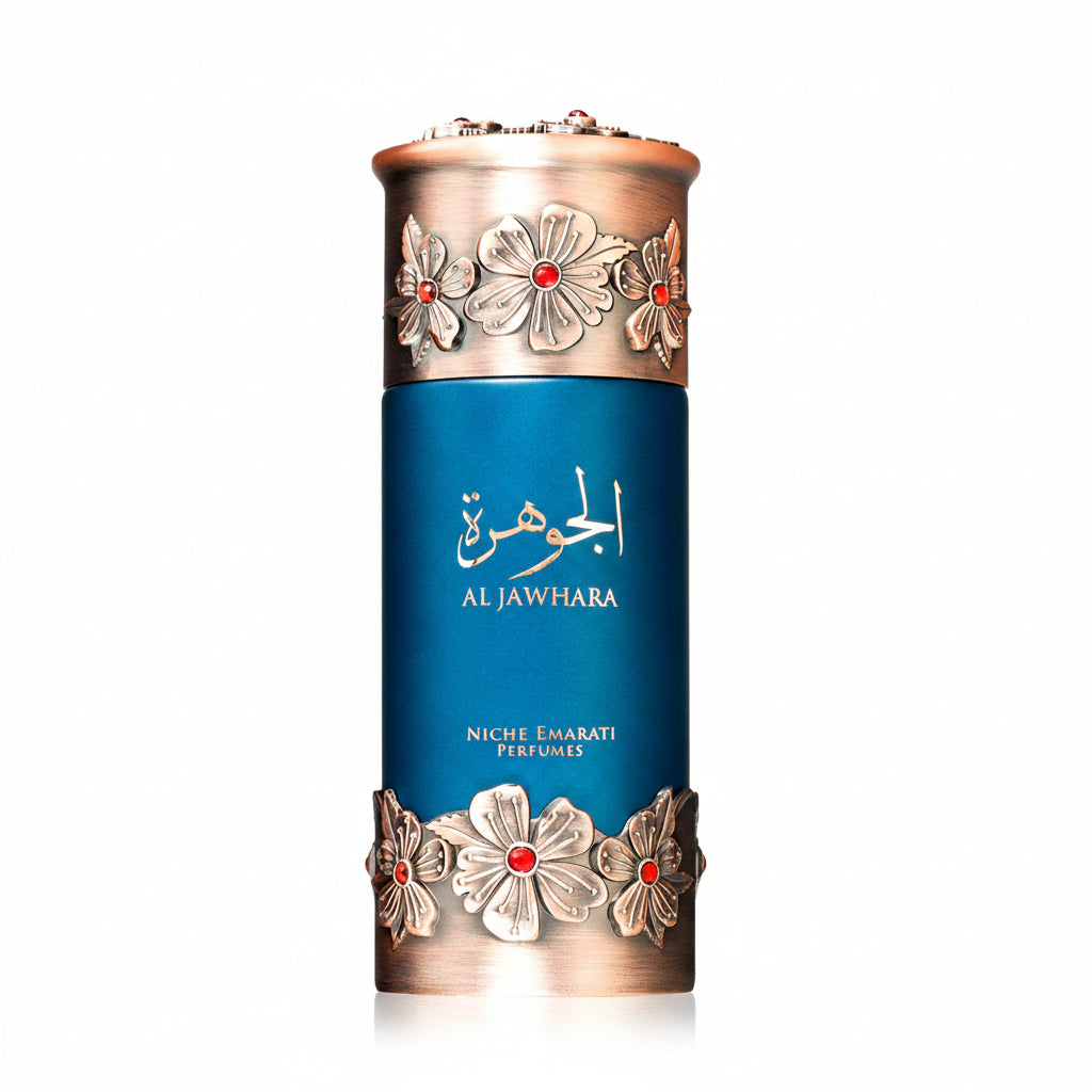 Lattafa Niche Emarati Al Jawhara 100ml – un parfum oriental sofisticat si luminos, cu o compozitie bogata ce imbina prospetimea citric-condimentata cu accente florale elegante si o baza calda, ambrata si lemnoasa.