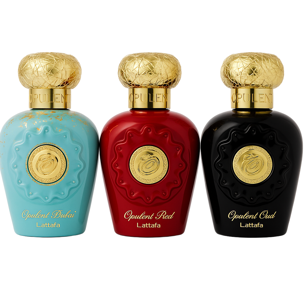 Set Cadou Apa de Parfum Lattafa Opulent - Dubai 100ml + Red 100ml + Oud 100ml
