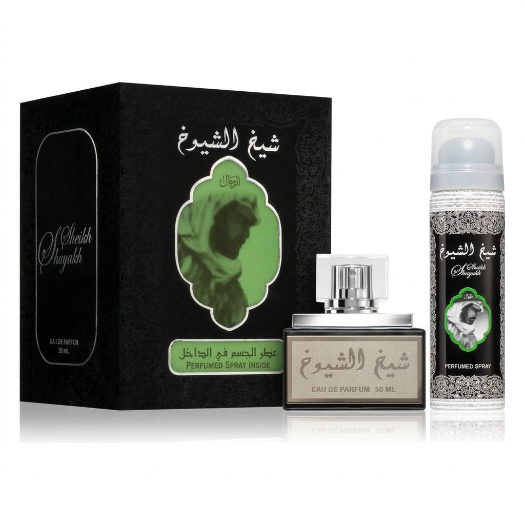 Lattafa Sheikh Al Shuyukh Black Gift Set - Apa de Parfum 50ml si Deodorant Spray 50ml