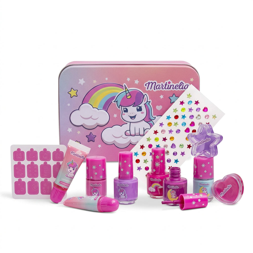 Martinelia Little Unicorn Set Luciu de Buze si Lac de Unghii - Set Pentru Copii in Cutie Metalica