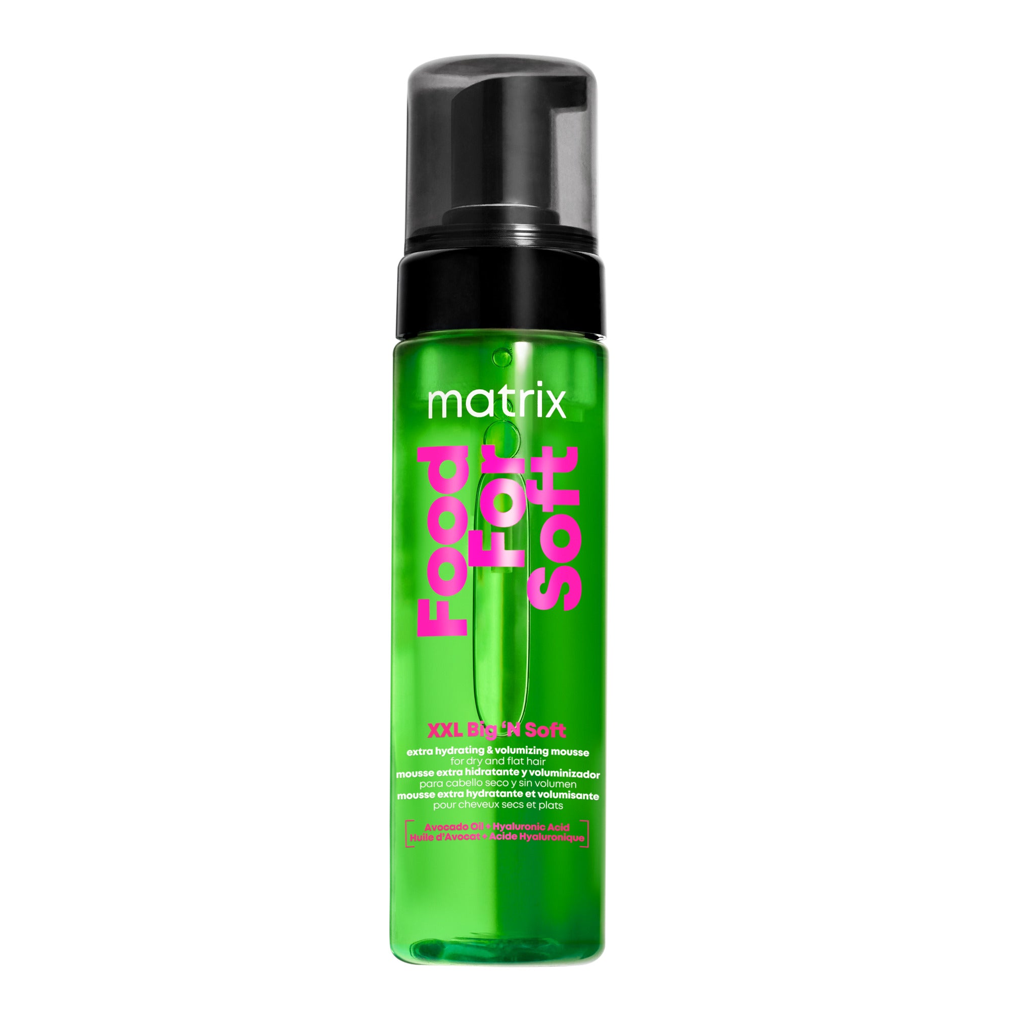 Matrix Food For Soft XXL Big'N Soft este o spuma profesionala pentru styling, creata pentru toate tipurile si texturile de par uscat sau lipsit de volum.