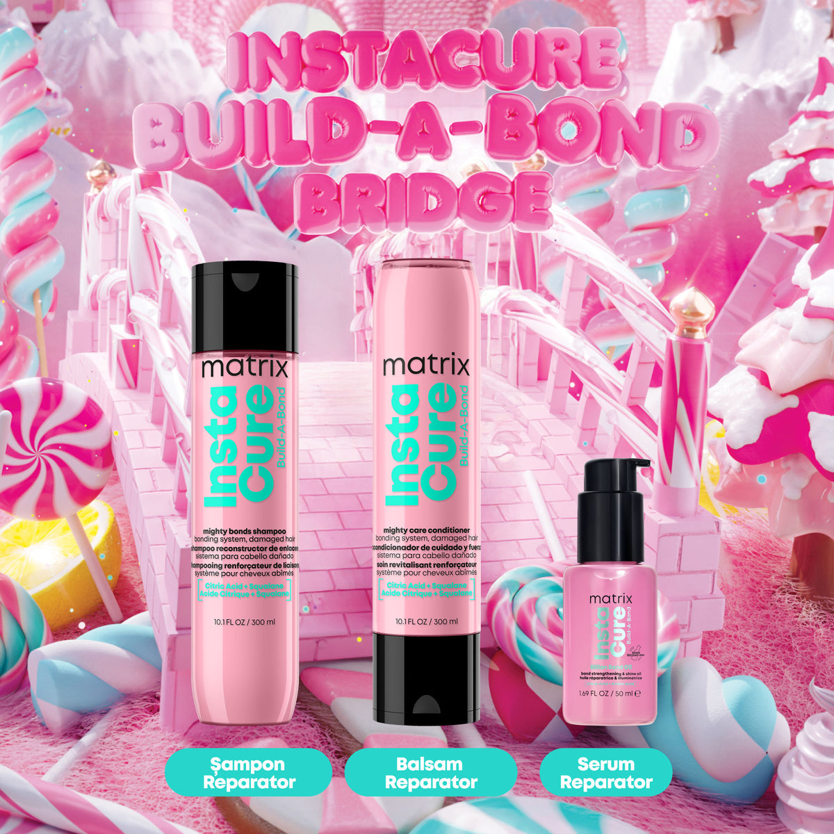 Matrix Instacure Build A Bond Set - Sampon 300ml + Balsam 300ml + Ulei 50ml
