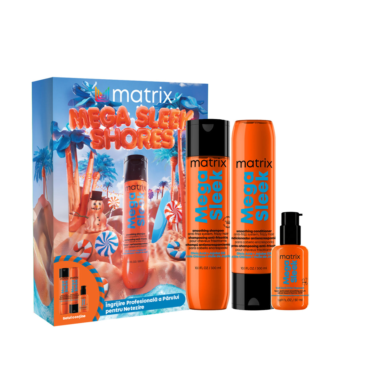Matrix Mega Sleek Set Pentru Netezire - Sampon + Balsam + Topcoat