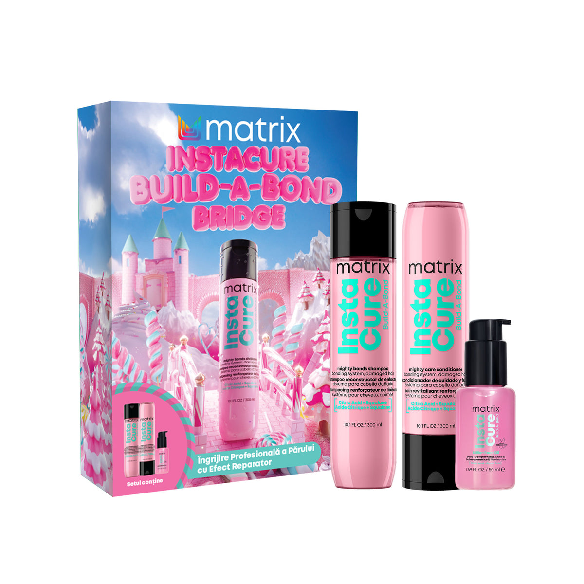 Matrix Instacure Build A Bond Set - Sampon 300ml + Balsam 300ml + Ulei 50ml