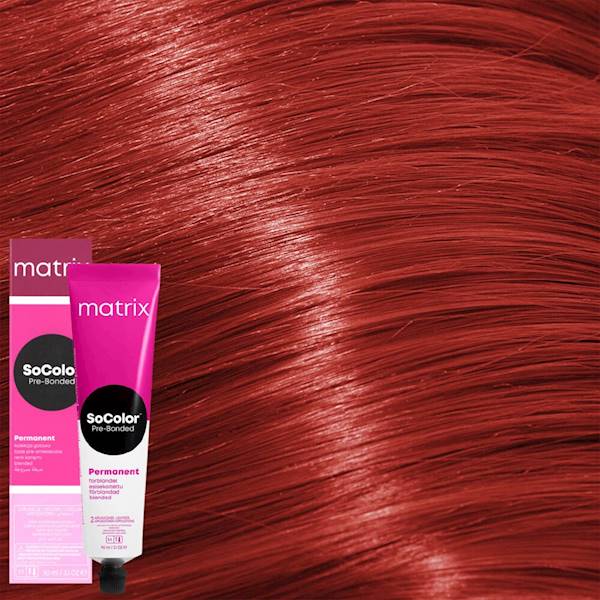 Matrix SoColor Pre-Bonded 7RR+ este o vopsea permanentă profesională, creată pentru a oferi o nuanță vibrantă de blond mediu cu reflexe roșii intense, ideală pentru un look plin de personalitate și profunzime.