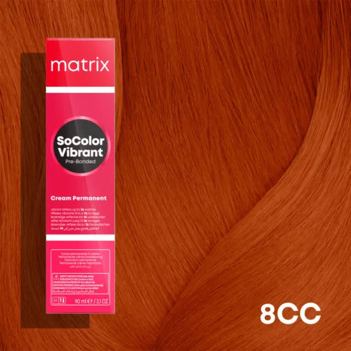 Matrix SoColor Vibrant Pre-Bonded R25 8CC 90ml - Vopsea Permanenta Blond Deschis Cupru Intens
