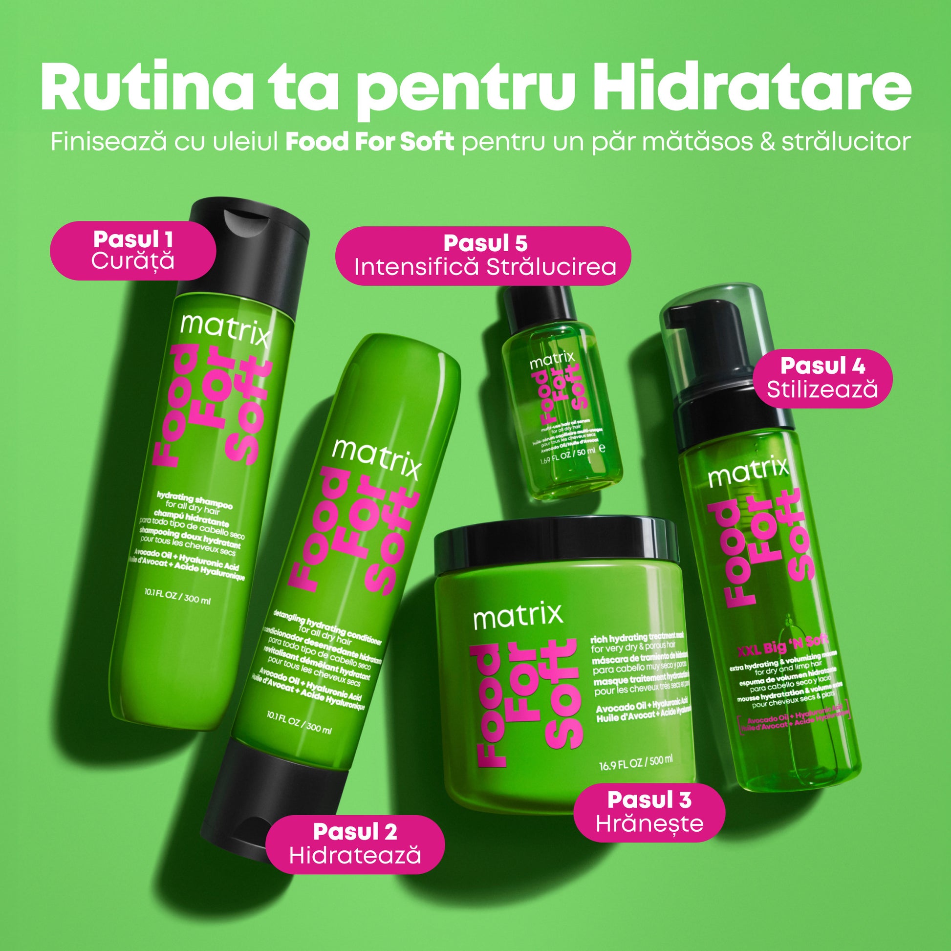 Matrix Food For Soft XXL Big'N Soft este o spuma profesionala pentru styling, creata pentru toate tipurile si texturile de par uscat sau lipsit de volum.