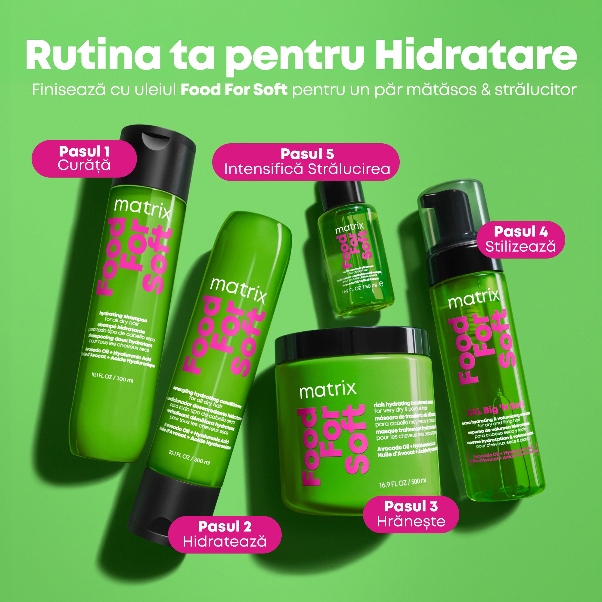Matrix Food For Soft XXL Big'N Soft este o spuma profesionala pentru styling, creata pentru toate tipurile si texturile de par uscat sau lipsit de volum.