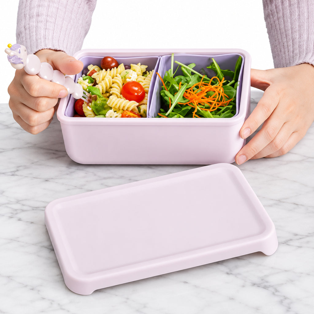 Melii Bento Pink Purple - Cutie Pranz cu Compartimente Detasabile