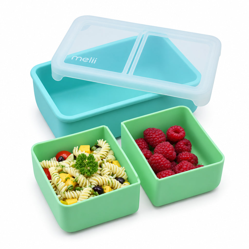 Melii Bento Mint Blue - Cutie Pranz cu Compartimente Detasabile