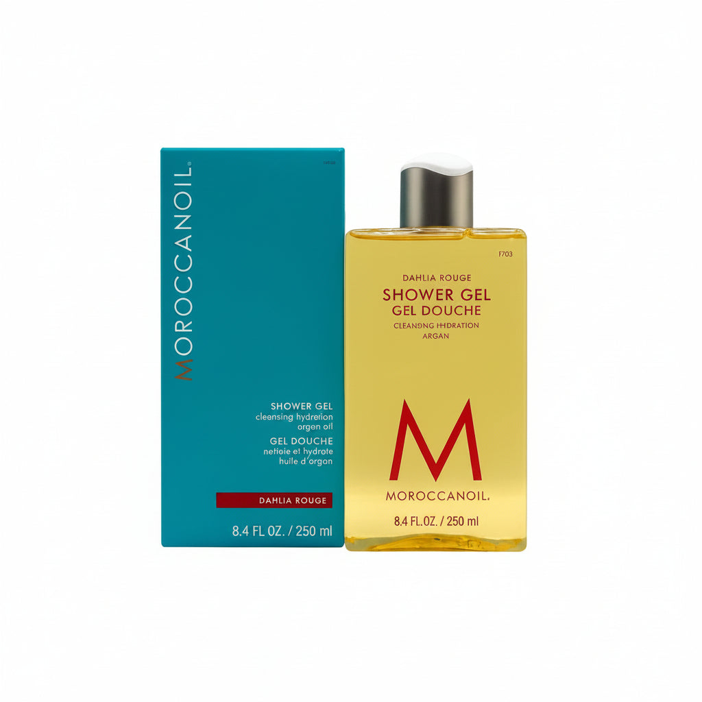 Gelul de dus Moroccanoil Dahlia Rouge curata delicat pielea in timp ce ofera hidratare si confort, datorita formulei sale blande fara sulfat