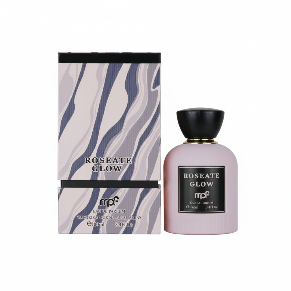 My Perfumes Roseate Glow 100ml – un parfum floral luminos si elegant, cu accente catifelate de trandafir si o baza calda, moderna si rafinata.