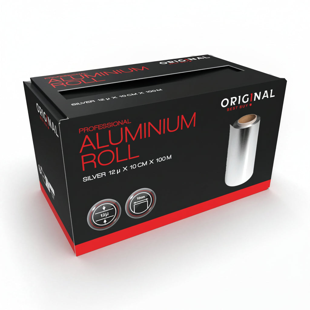 OBB Alufoil Roll 12µ Silver 10cmx100m - Rola Folie de Aluminiu Profesionala Pentru Vopsit Par