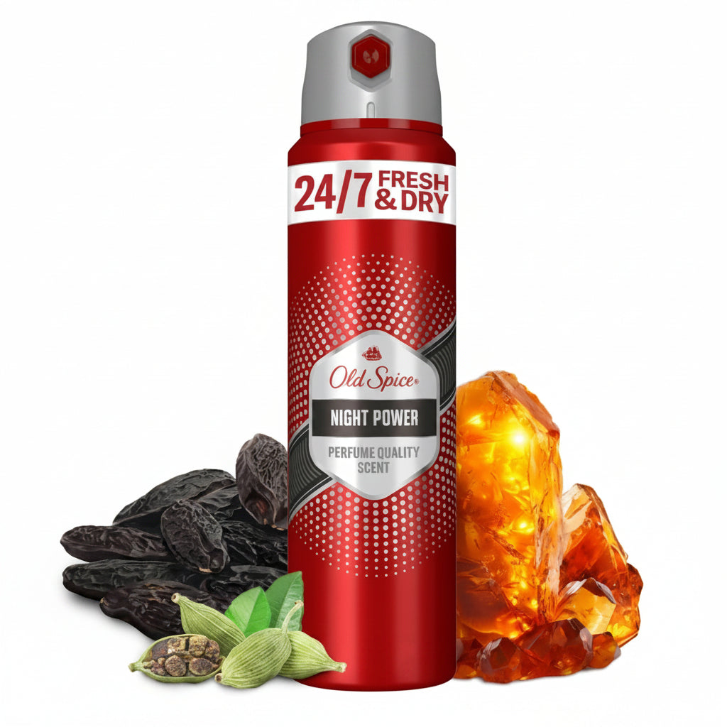 Old Spice Night Power Deodorant Antiperspirant Spray este un deodorant pentru barbati cu protectie indelungata impotriva transpiratiei si mirosurilor neplacute.