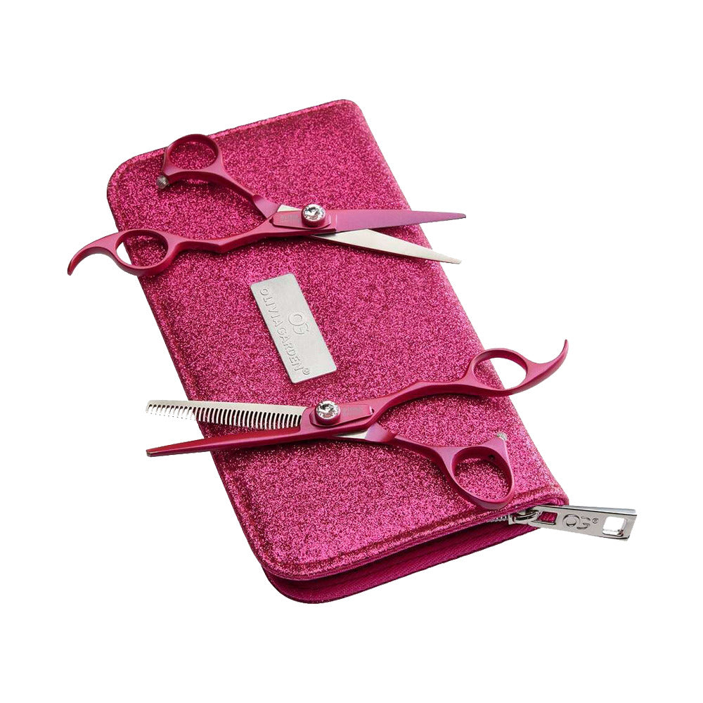 Olivia Garden Silkcut ThinkPink - Set Foarfece Tuns si Filat 5.75/6.35 Otel Profesional Roz - Beauty Lounge