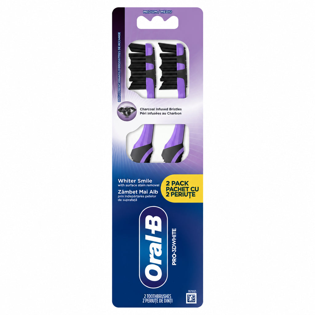Oral-B Pro-3D White Charcoal Medium 2buc - Periute de Dinti