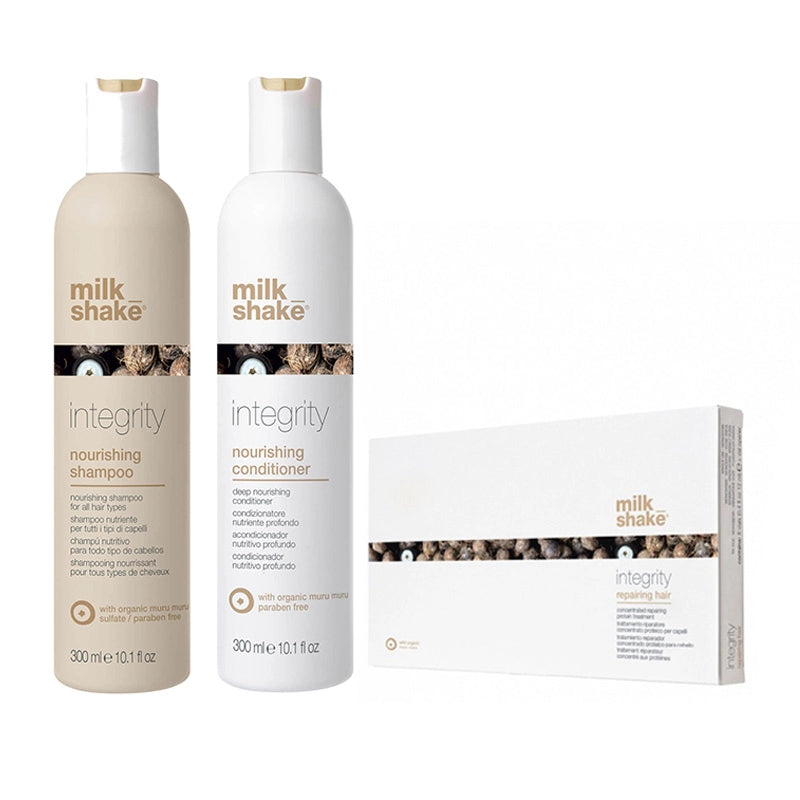 Set Milkshake Integrity System Sampon 300ml Balsam 300ml si Fiole 8x12ml - Hidratare si Reparare