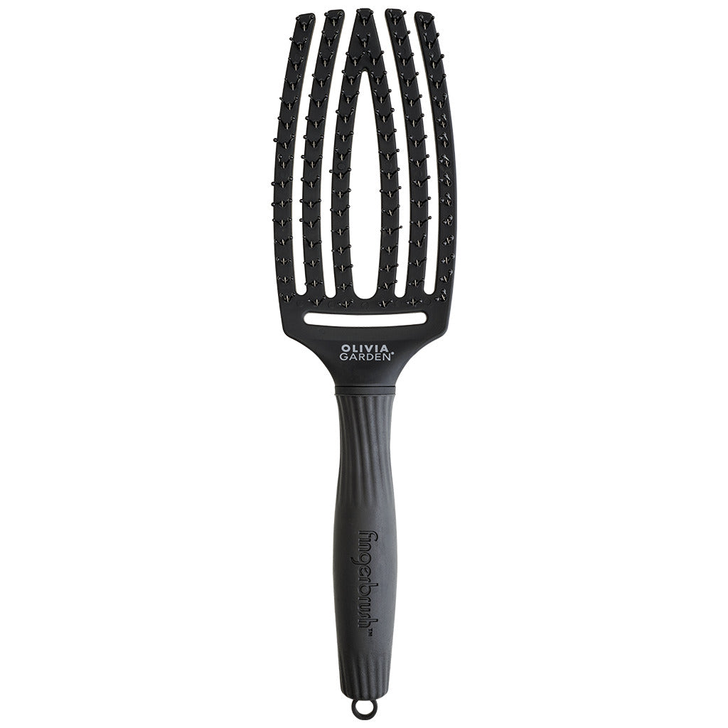 Olivia Garden Finger Brush Black - Perie de Par Descurcare Usoara Anti Rupere Nylon - Beauty Lounge