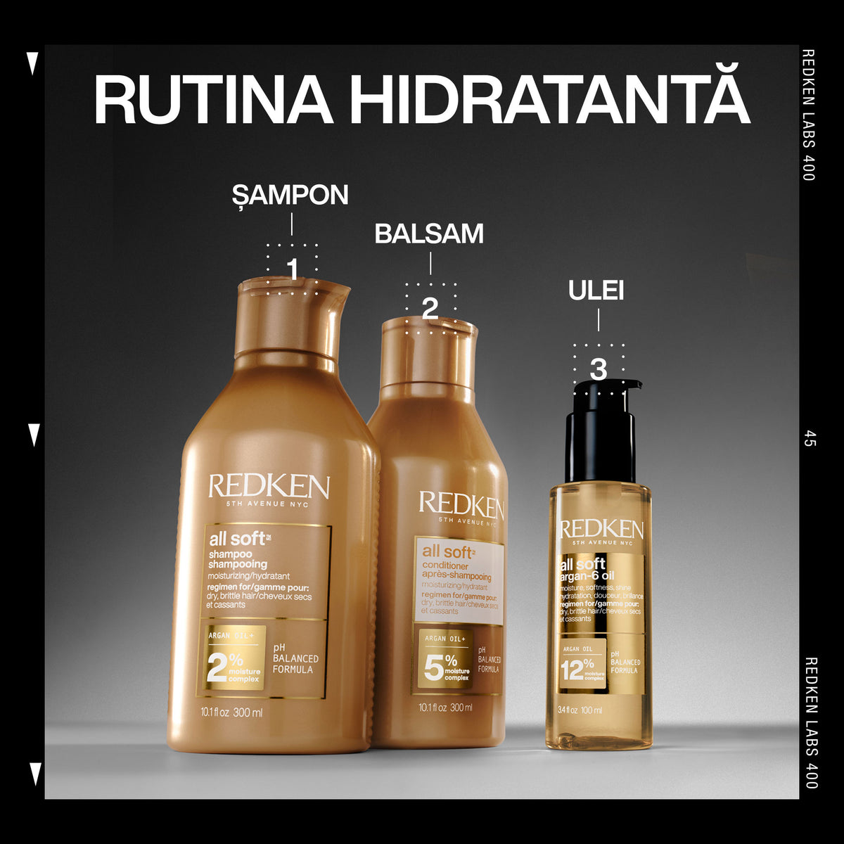 Redken All Soft Set - Sampon 300ml + Balsam 300ml + Ulei Pentru Par Uscat 100ml