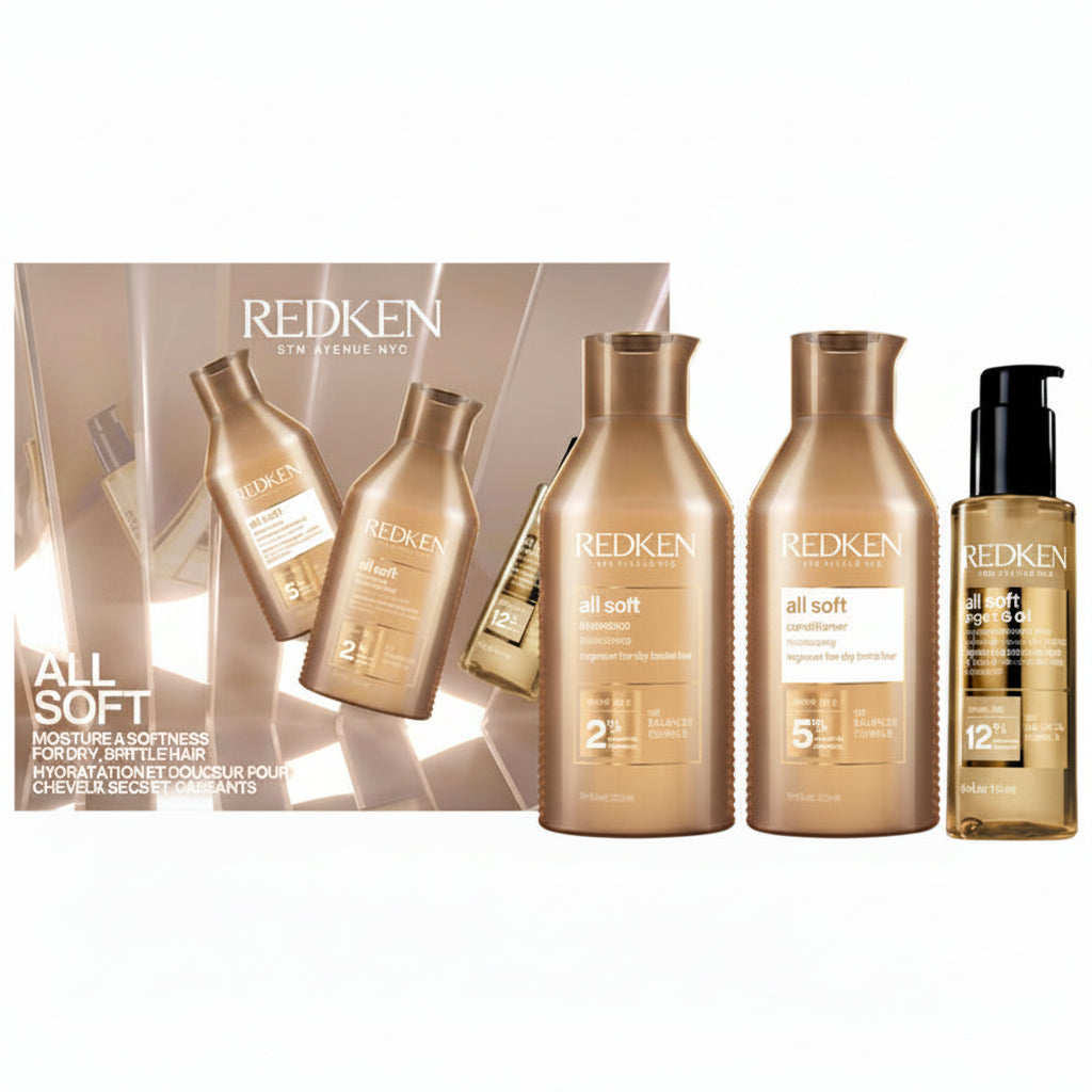 Redken All Soft Set - Sampon 300ml + Balsam 300ml + Ulei Pentru Par Uscat 100ml