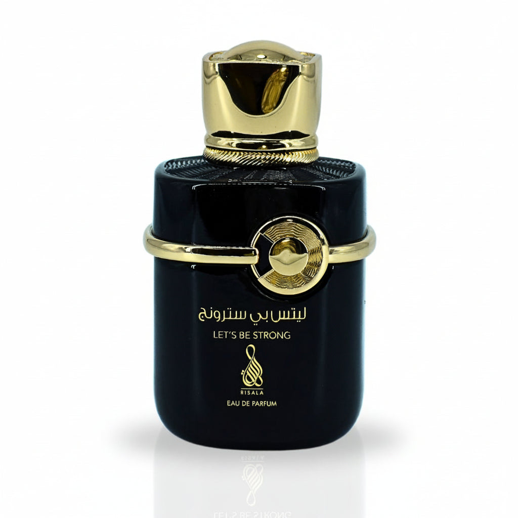 Risala Let's Be Strong este un parfum unisex, care combina note calde si lemnoase cu accente florale si condimentate, creand o experienta olfactiva echilibrata si sofisticata.