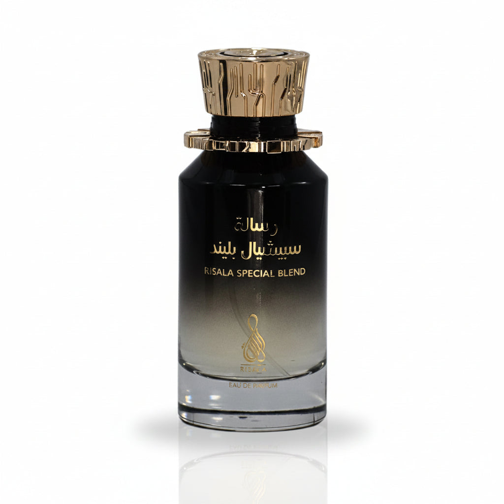 Risala Special Blend este o apa de parfum unisex cu profil ambrat-floral, creata pentru cei care cauta o experienta olfactiva bogata, sofisticata si de durata.