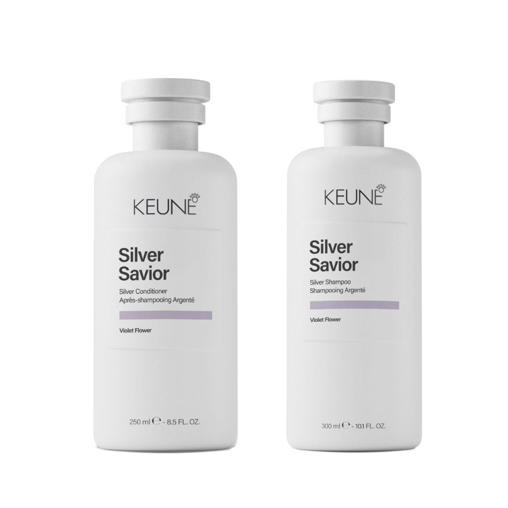 Set Duo Keune Care Silver Savior - Sampon 300ml + Conditioner 250ml Pentru Tonuri Galbui