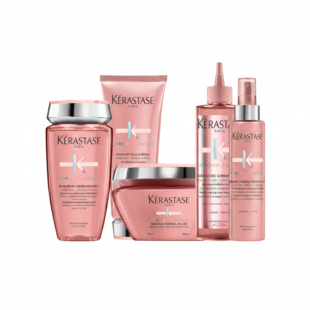Set Kerastase Chroma Absolu Sampon 250ml Balsam 200ml Fluid 210ml Masca 200ml si Ser 150ml - Beauty Lounge