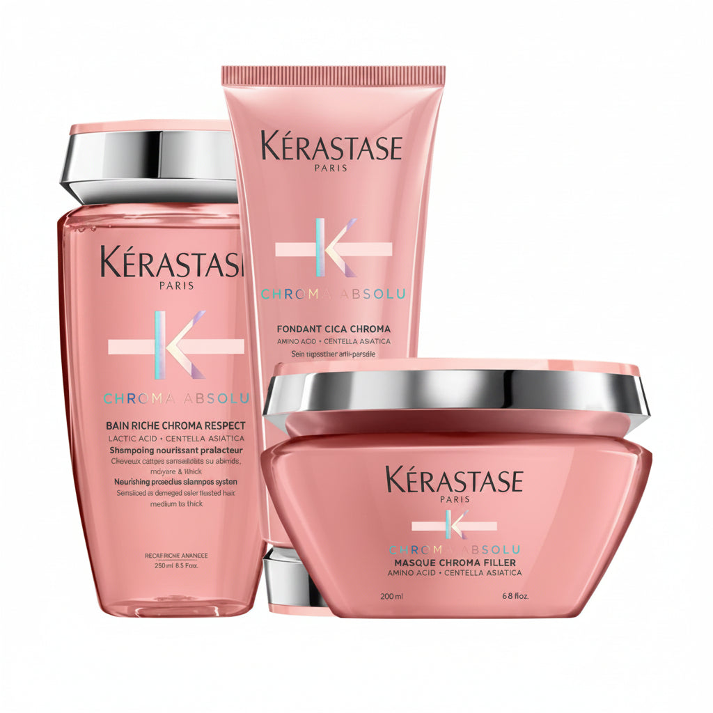 Set Kerastase Chroma Absolu - Sampon Bain Riche 250ml Balsam 200ml si Masca 200ml - Beauty Lounge