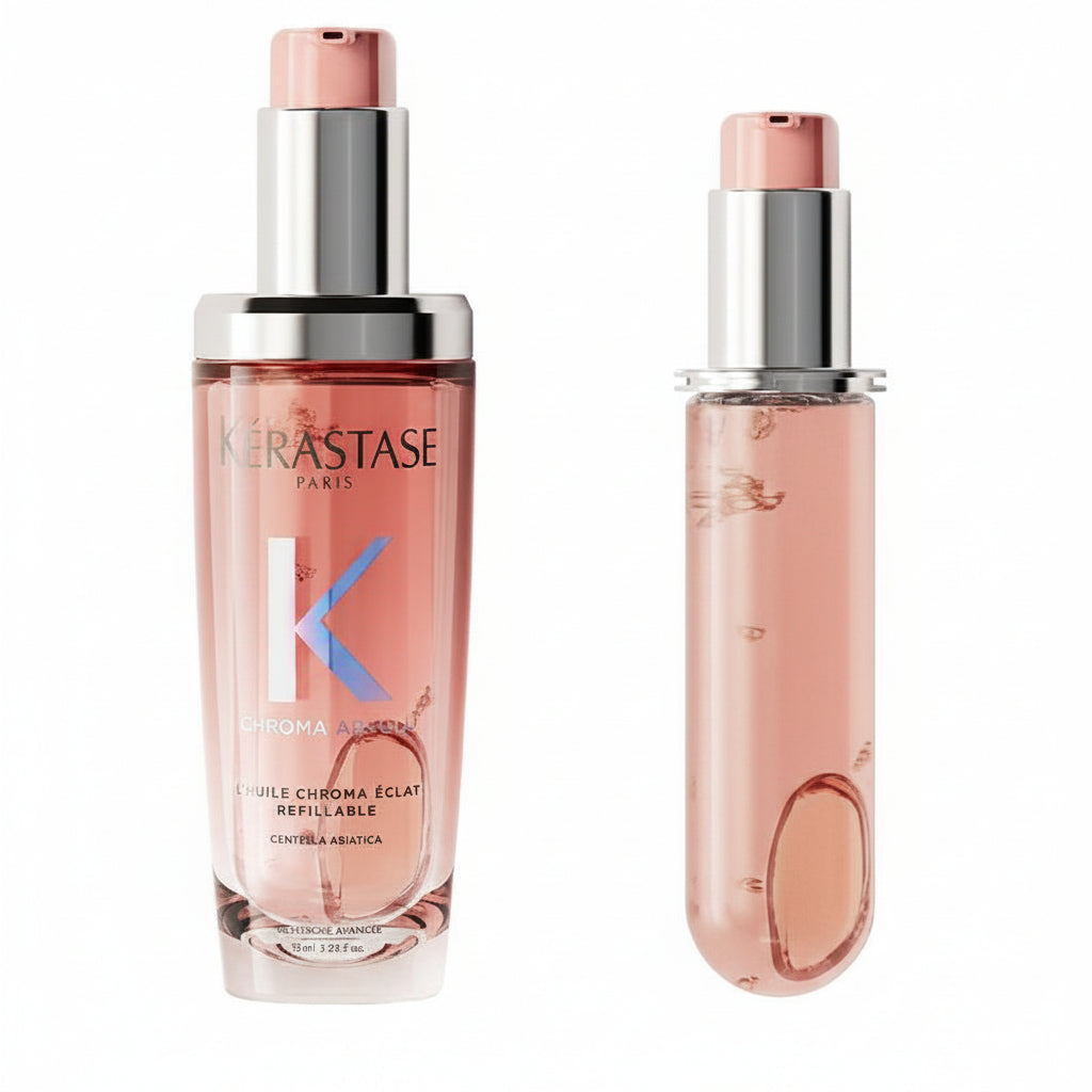 Set Kerastase L'Huile Chroma Eclat - Ulei de Par Reincarcabil 75ml si Rezerva 75ml - Beauty Lounge