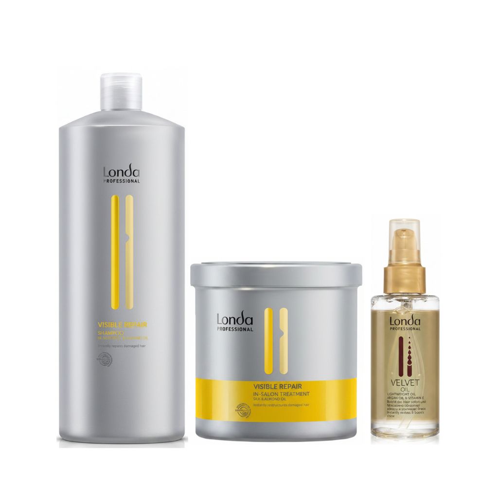 Set Londa Visible Repair - Sampoo 1000ml + Mask 750ml + Oil 100ml - Pentru Par Degradat