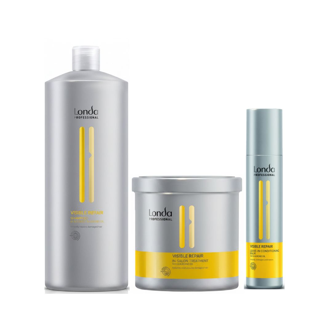 Set Londa Visible Repair Shampoo 1000ml + Treatmen 750ml + Leave-In 250ml - Kit de Reparare