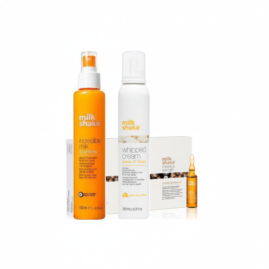 Acest Set de ingrijire profesionala pentru par contine trei produse complementare MilkShake, concepute pentru a oferi hidratare, reparare si protectie completa.