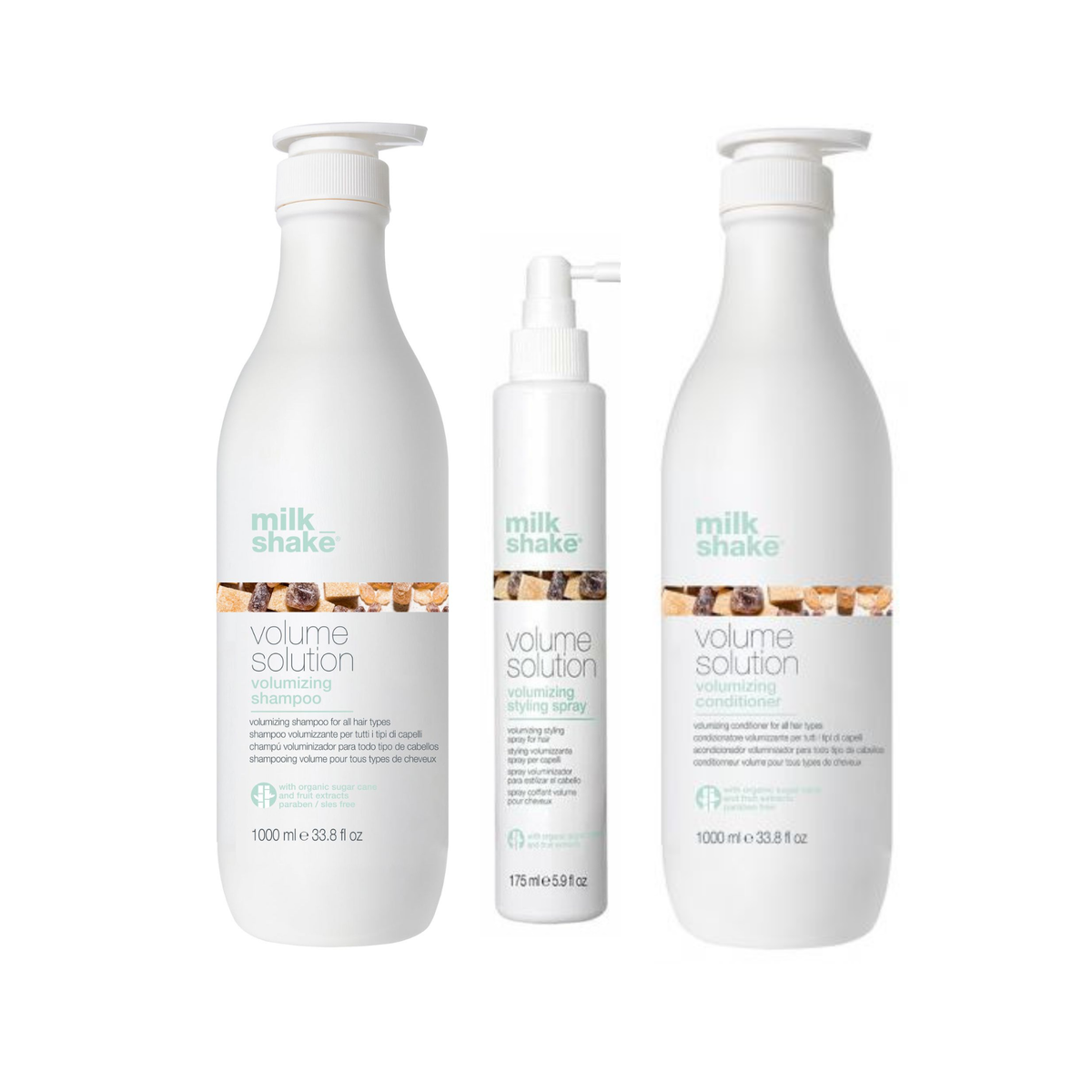 Set Milkshake Volumizing Solution - Sampon 1000ml + Balsam 1000ml + Spray 175ml