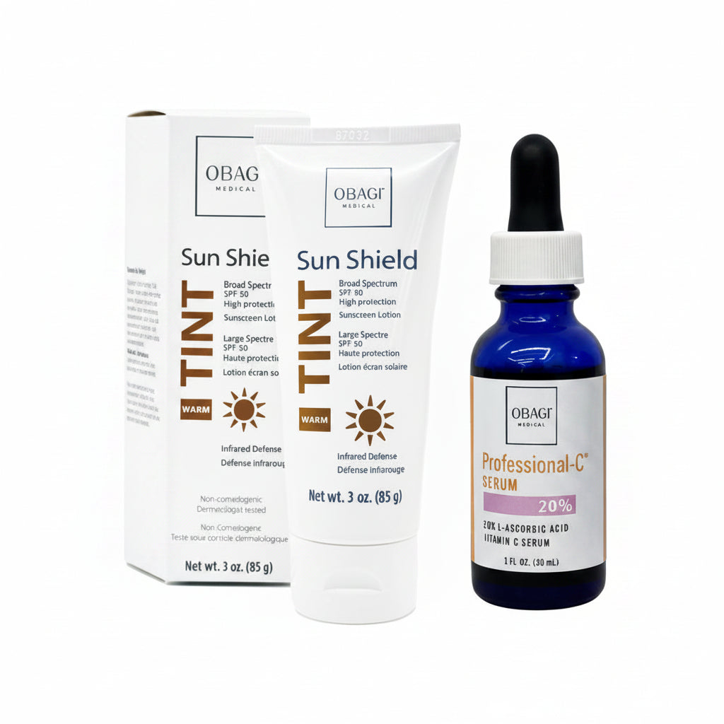 Set Obagi Sun Shield Tint Broad Spectrum SPF 50 Warm + Professional-C Serum 20% - Beauty Lounge