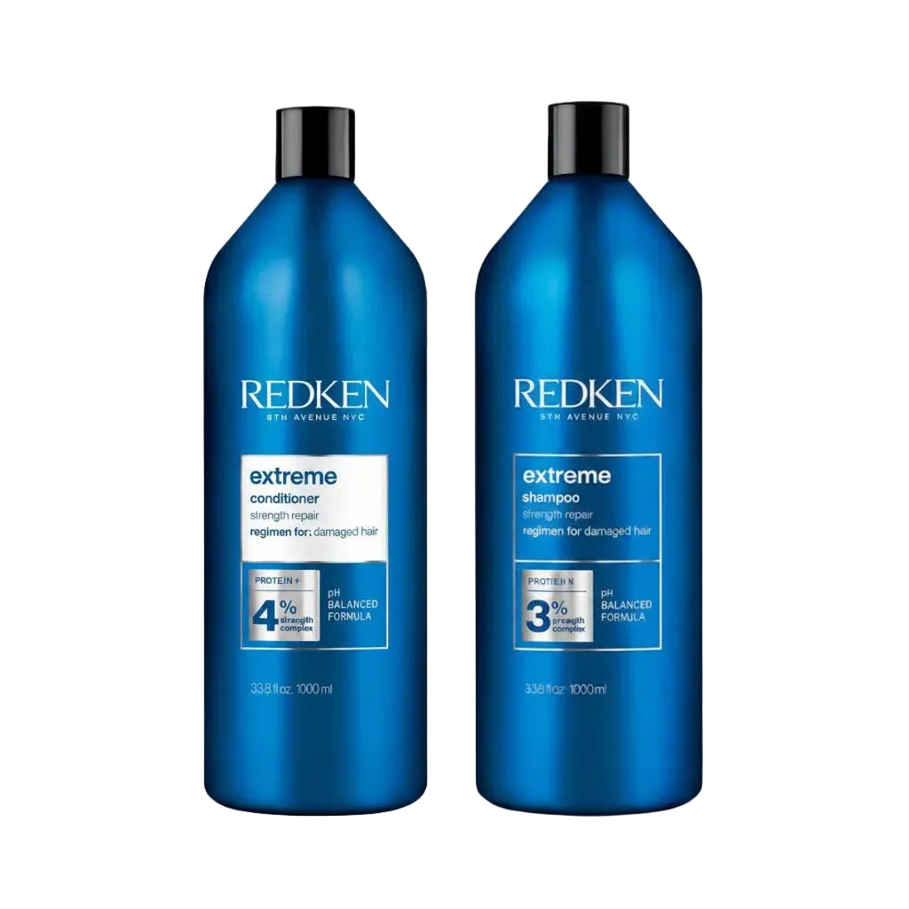 Set Redken Extreme - Sampon 1000ml + Balsam 1000ml Pentru Par Deteriorat