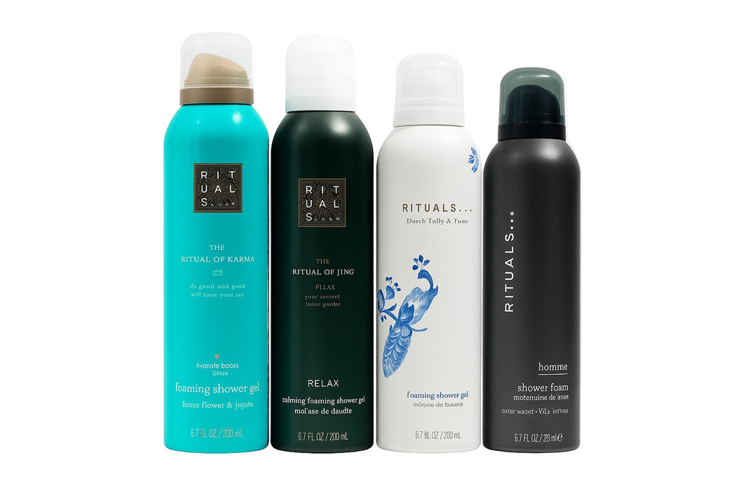 Set Rituals x4 Spuma de dus - Karma + Jing + Amsterdam + Homme 200ml