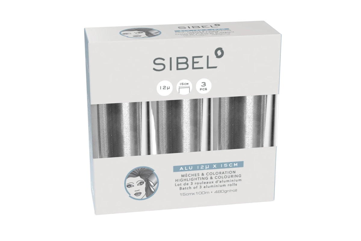Sibel Alu Roll 15cmx100m 12µ Silver 3buc - Set Folii de Aluminiu Pentru Coafor